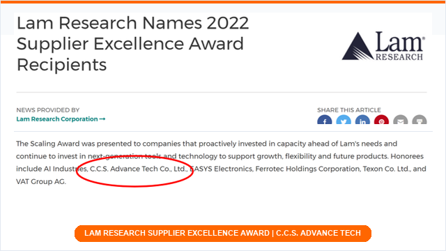 Ketan Pole (CEO), received LAM (Semiconductor WFE Manufacturer) excellence award in USA
